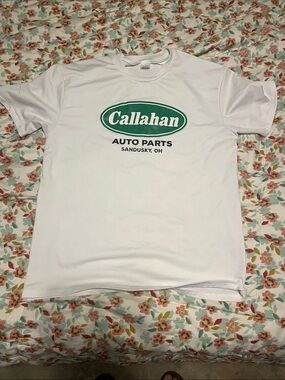 Callahan White Tee with Green Logo - Men